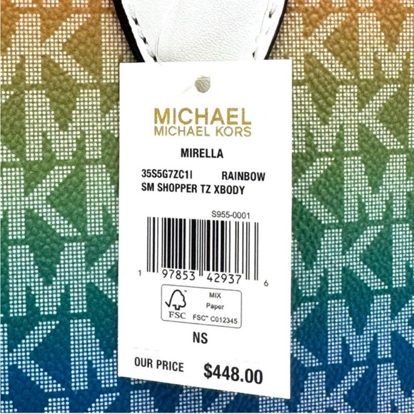 Michael Kors Mirella Small Rainbow Signature Logo Xbody Tote Bag Rainbow - Picture 10 of 10